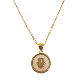 18K Gold Filled Hamsa Disc Necklace